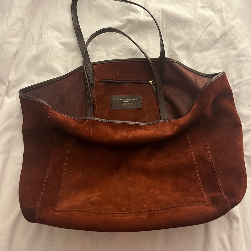 Sezane Maroon Leather Tote Bag